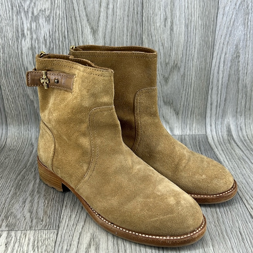 Tory Burch Tan Suede Ankle Booties